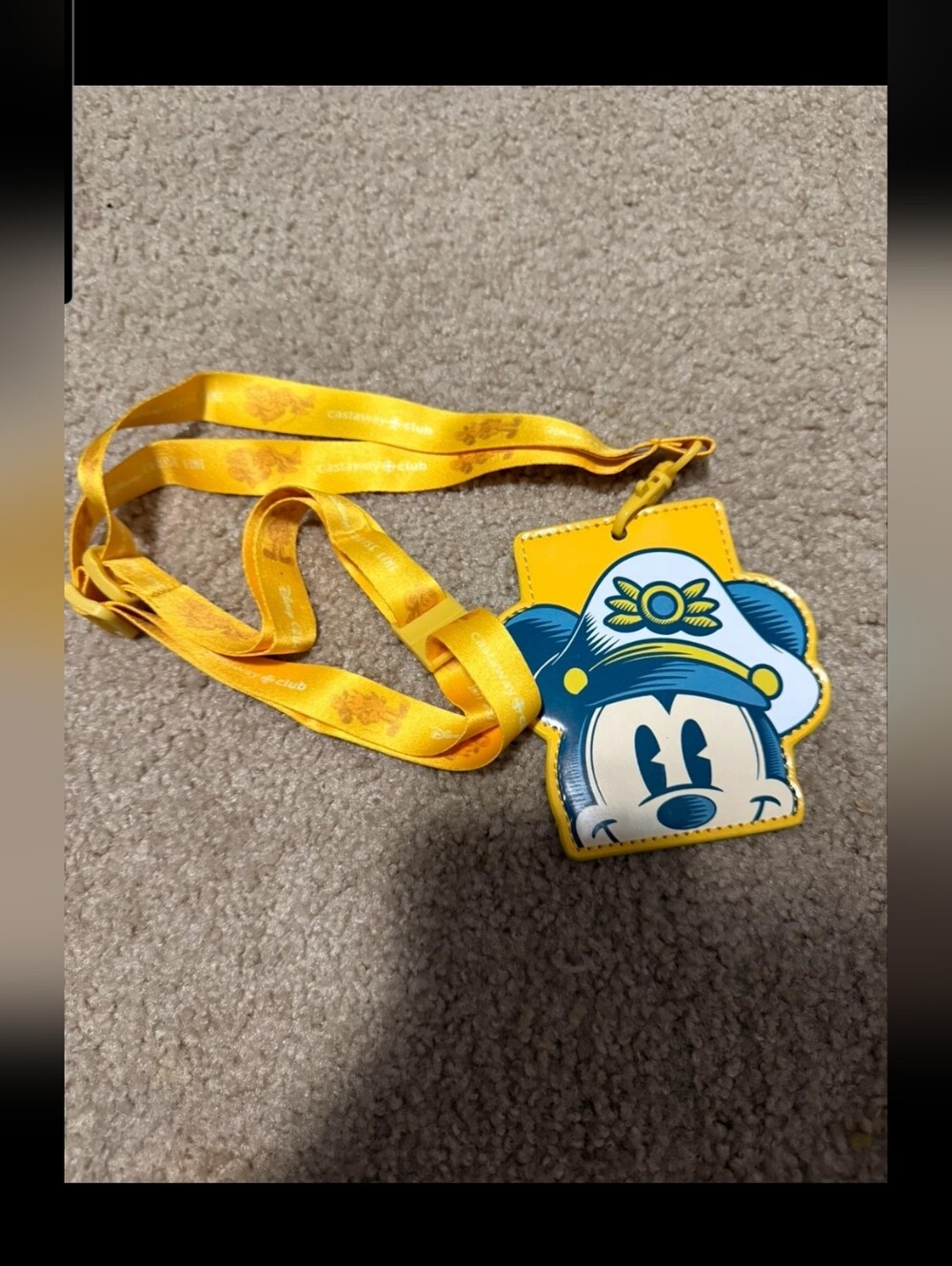 Disney Cruise Line Captain Mickey Mouse Gold Member Castaway Lanyard ID Holder